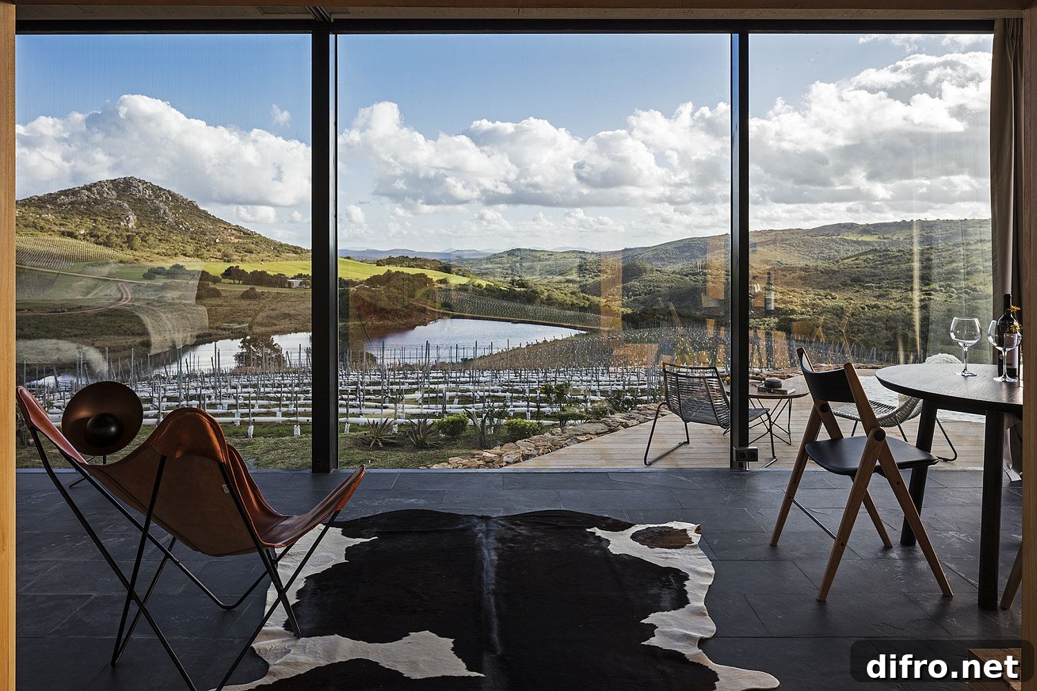 Spectacular view from the interior of the cabin