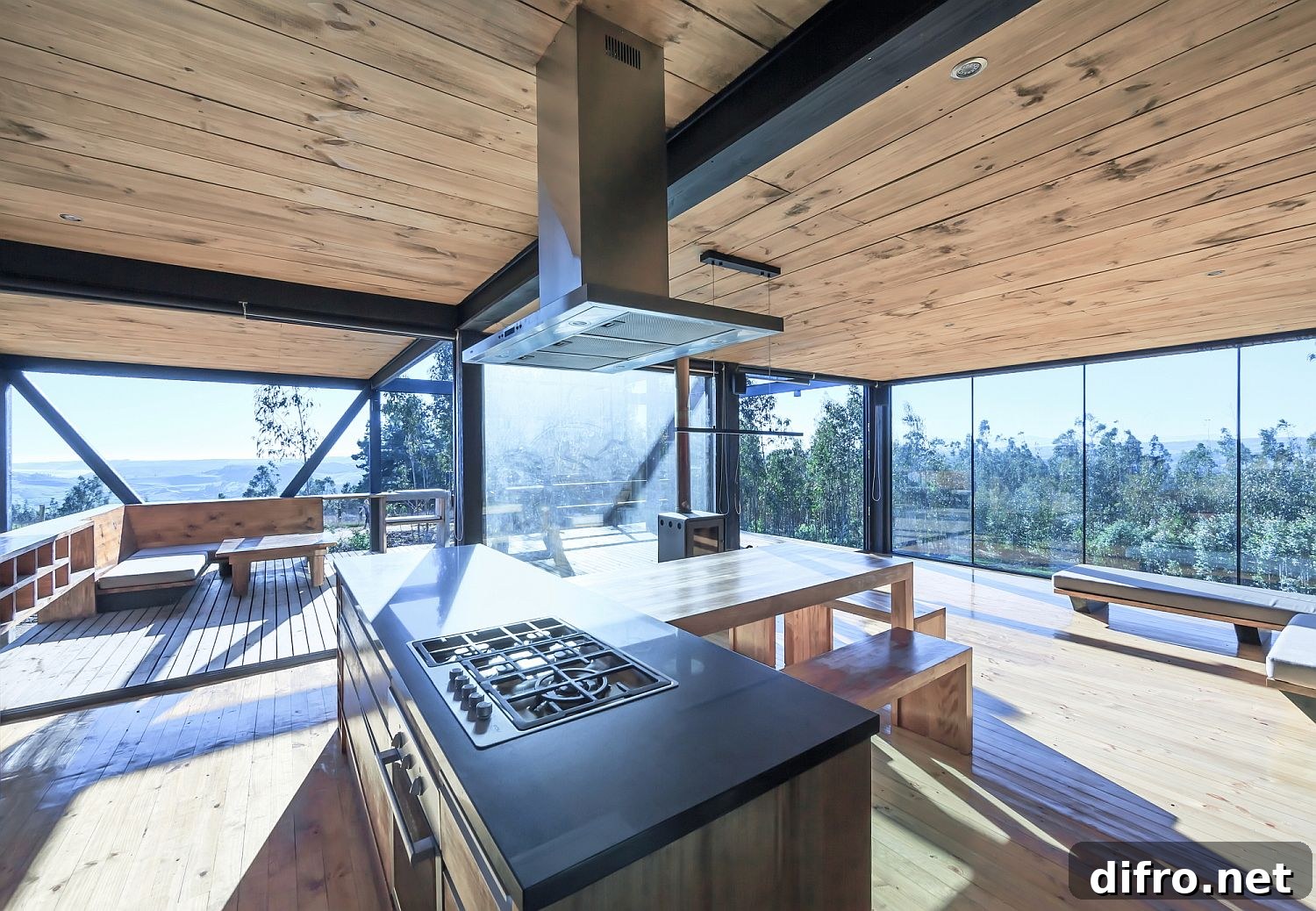 Stunning view of La Boca and beyond from the first level living area