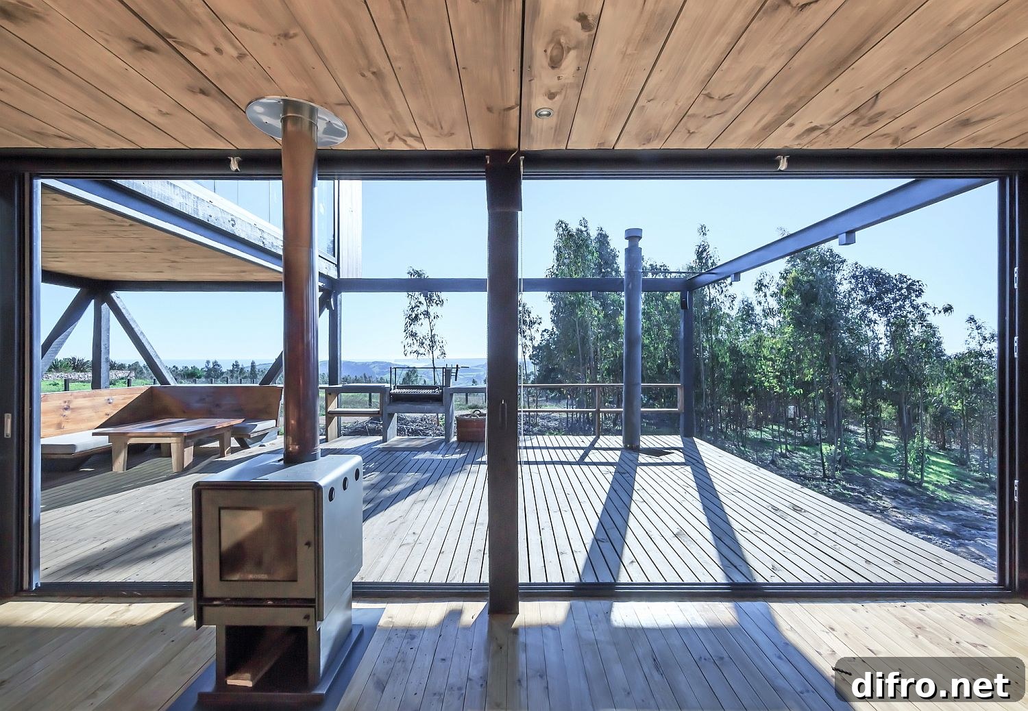 Sweeping deck of the house on first level creates an open and refreshing living area