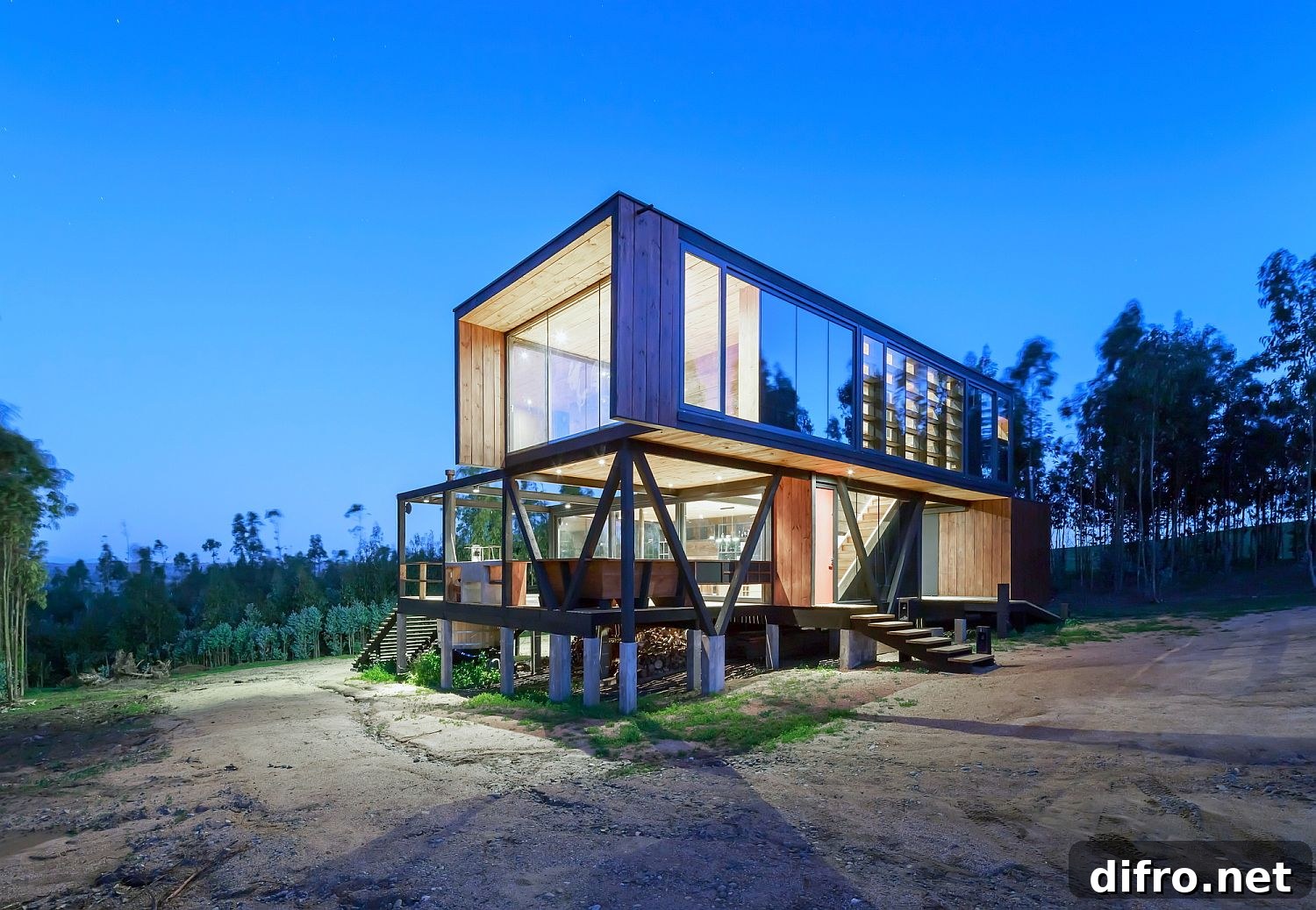 Twin decks around the house extend the living space outside