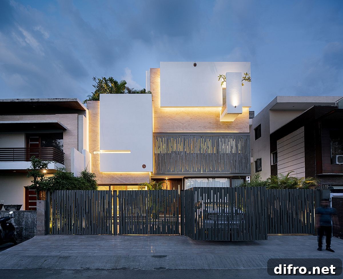 Modern multi-level residence with central courtyard