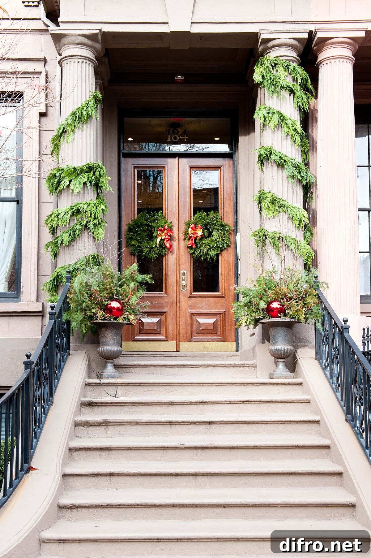 Evergreen wreaths and garlands