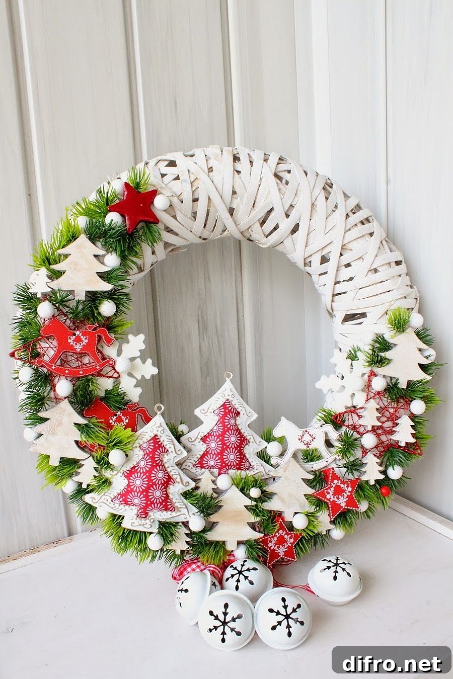 Holiday wreath with small ornaments