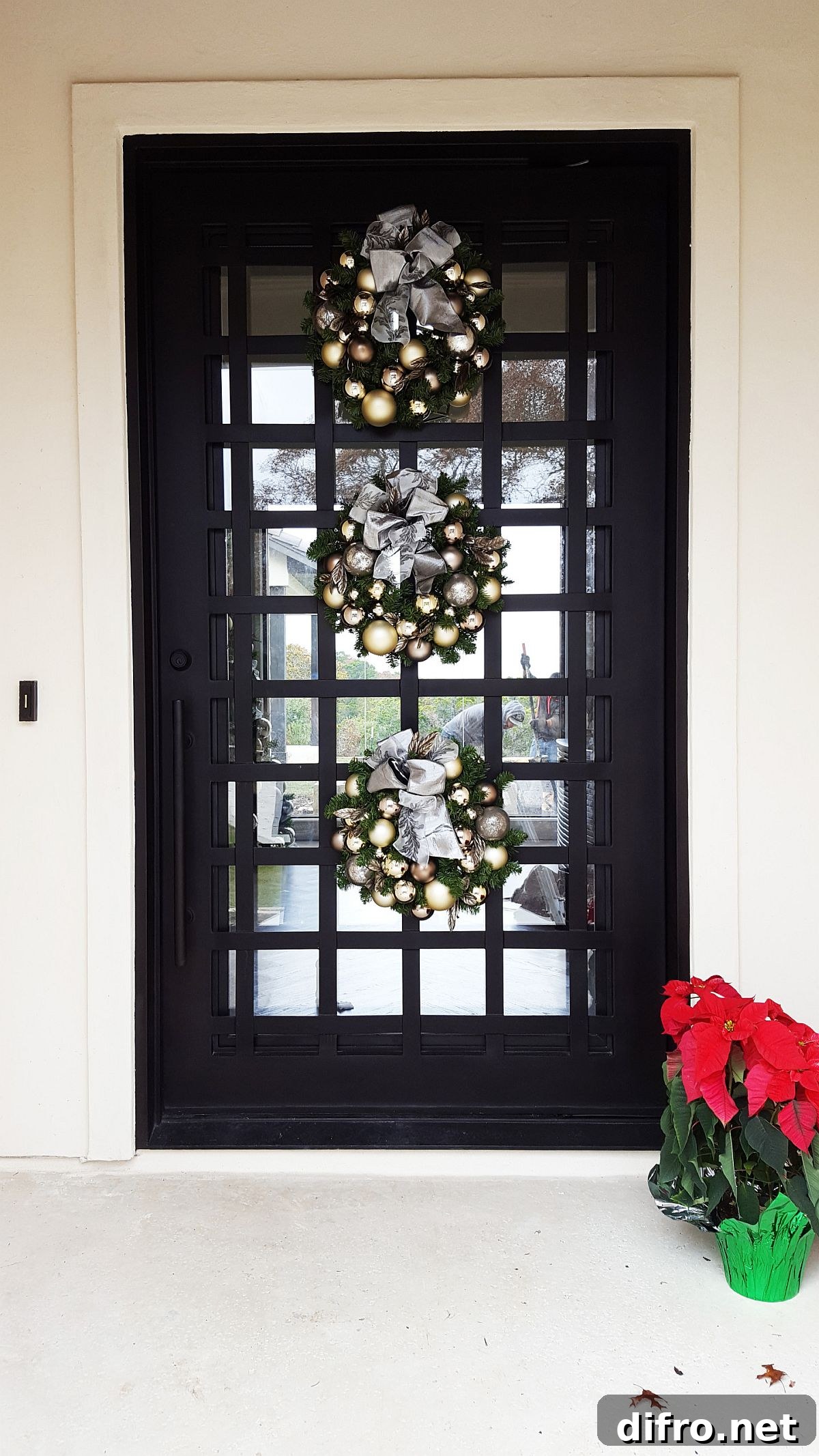 Evergreen wreath with ornaments