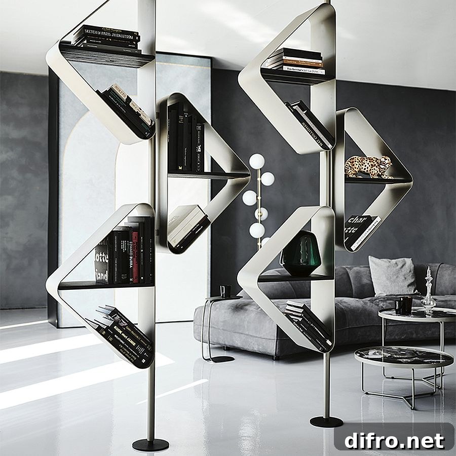 Freestanding bookcase acting as room divider