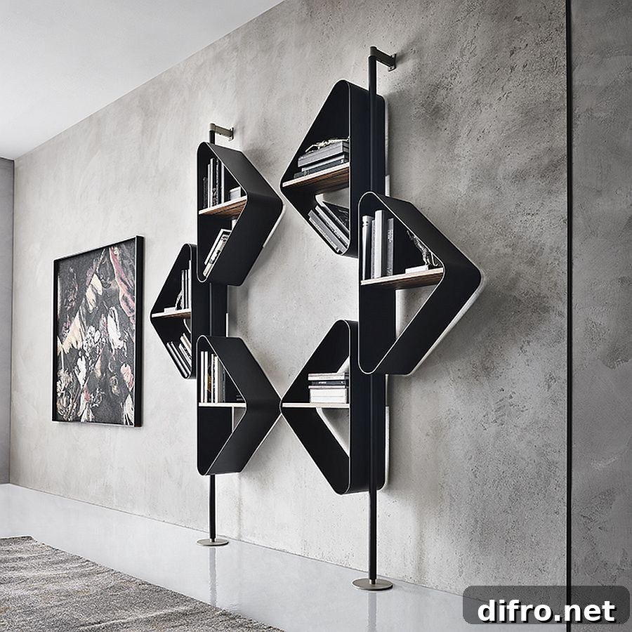 Triangular modular shelves with minimal design