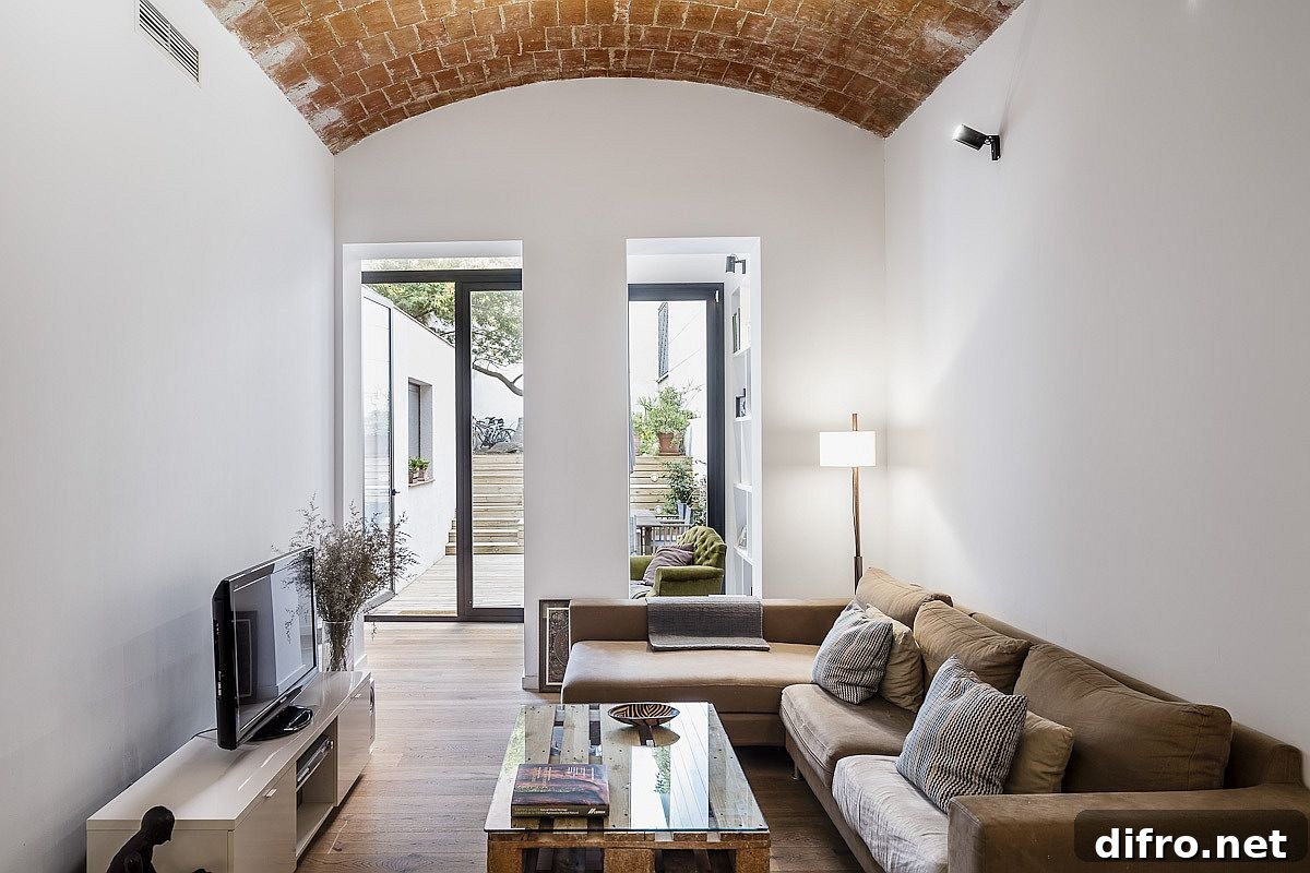 Light-filled living area of the Barcelona home