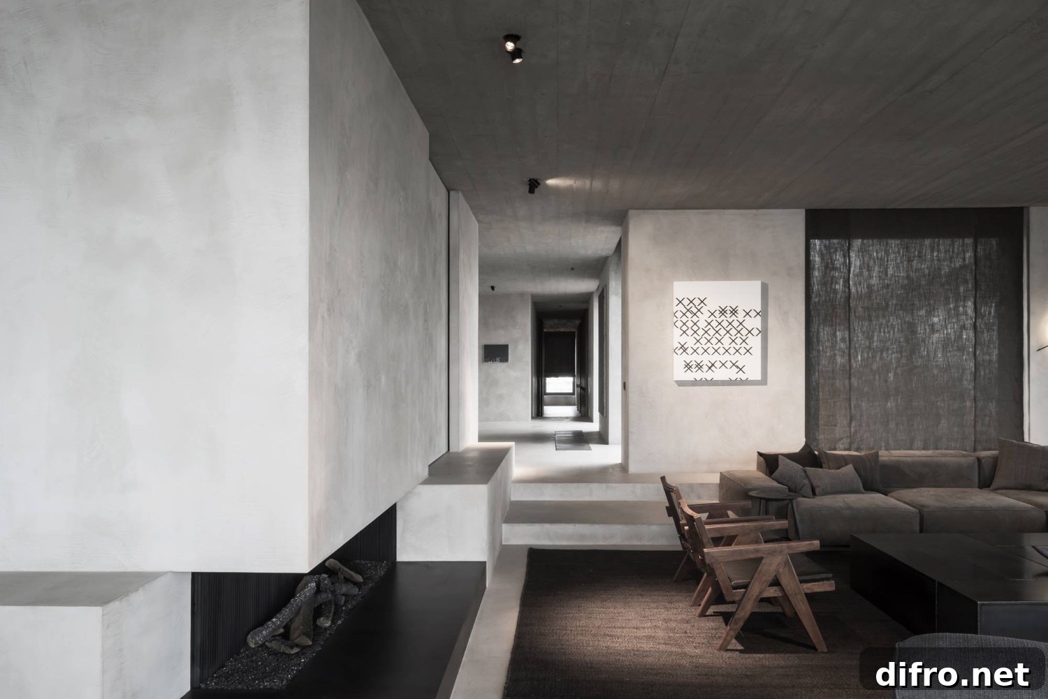 Concrete living space in C Penthouse