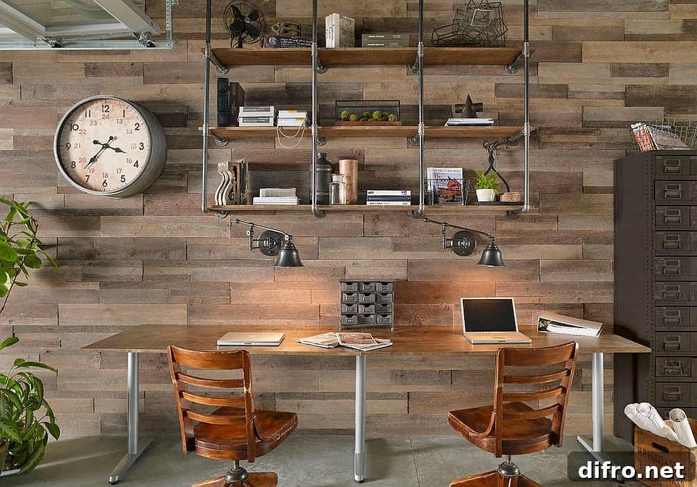 Metal pipes and wood bookshelf