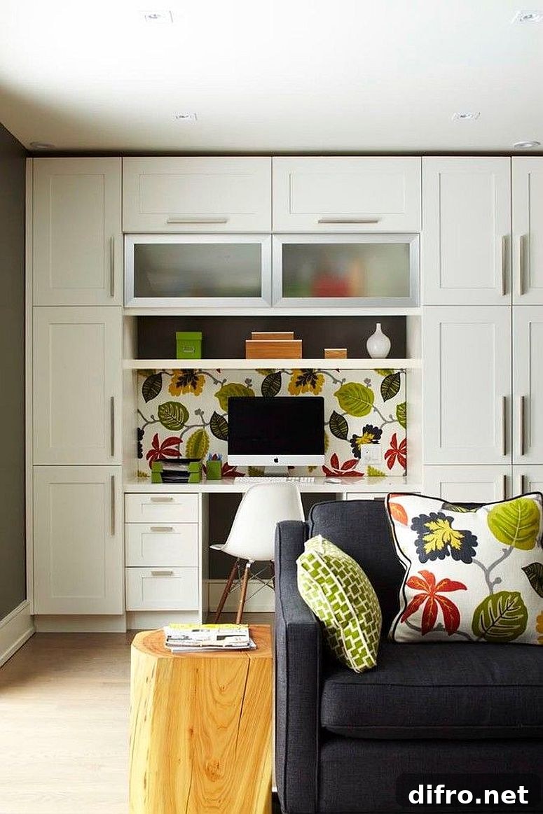 Contemporary home office with nature-inspired motifs