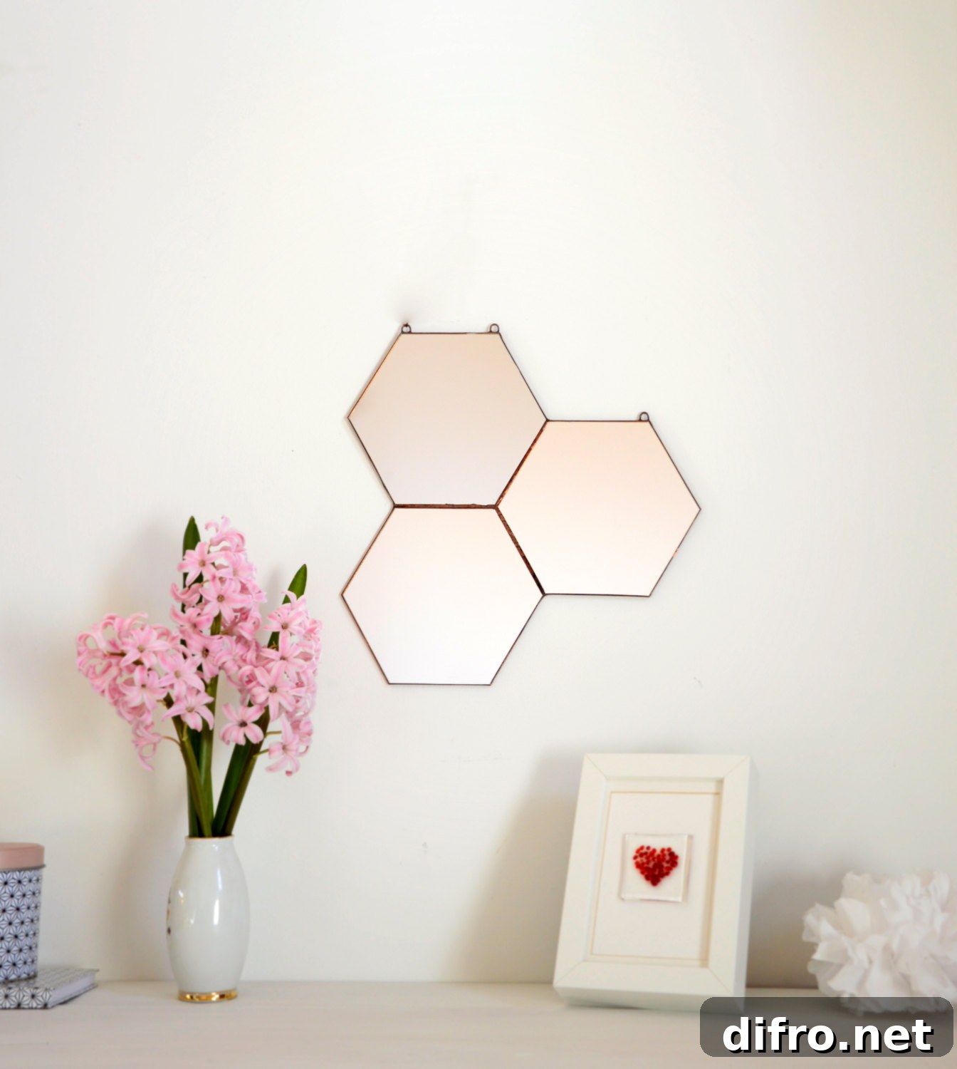 Geo honeycomb wall mirror from Etsy shop Noja Glass Design