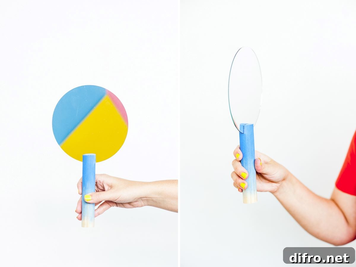 DIY geo hand mirror from Paper & Stitch