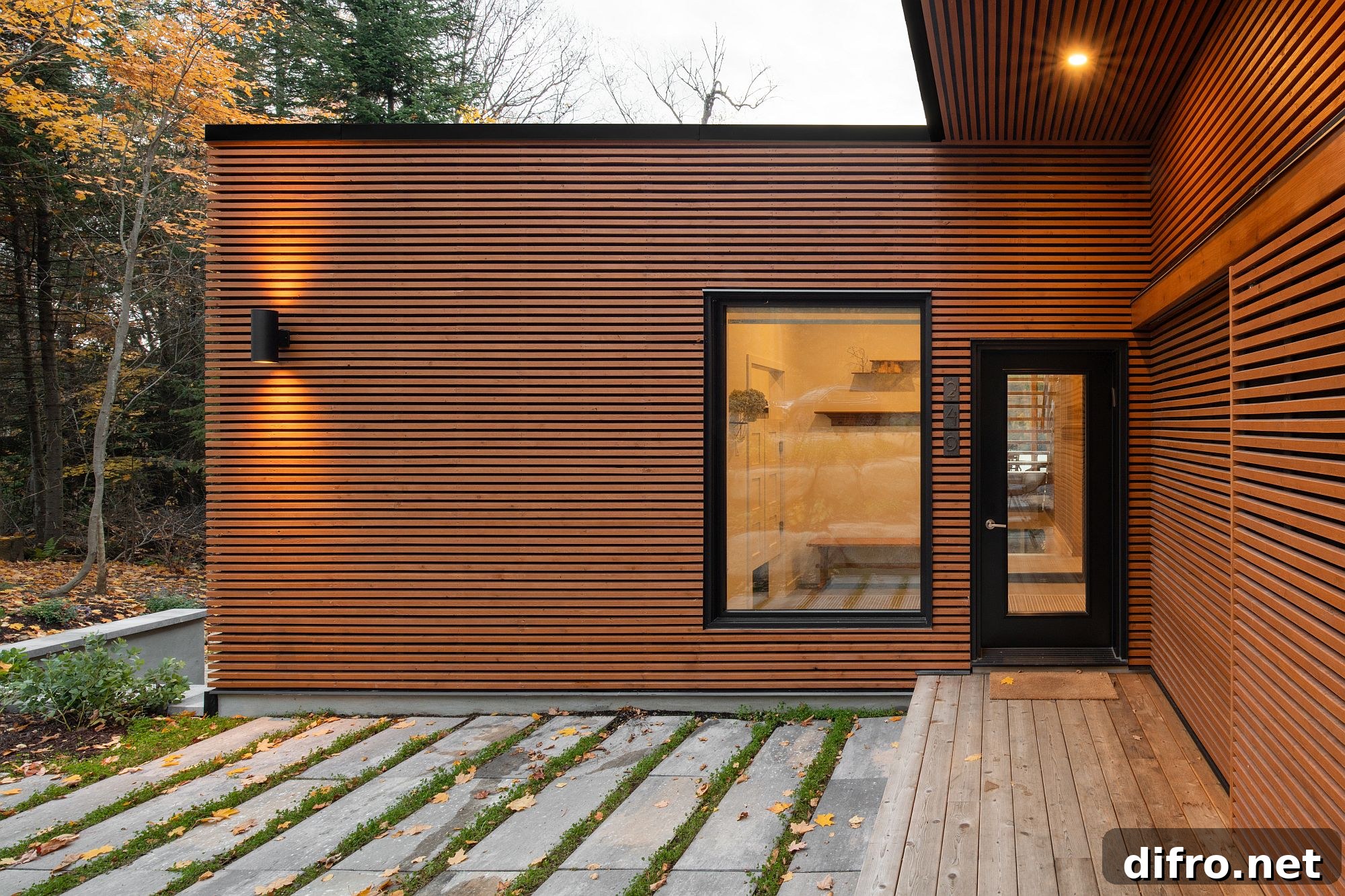 Exterior with natural finish and dark trims