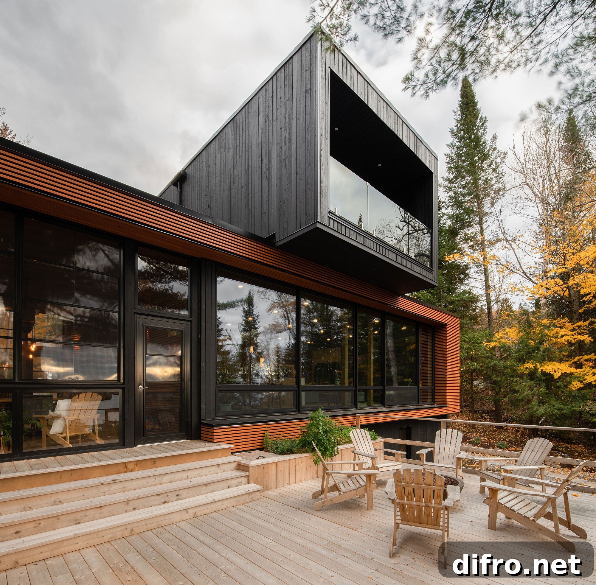 Cantilevered dark upper level