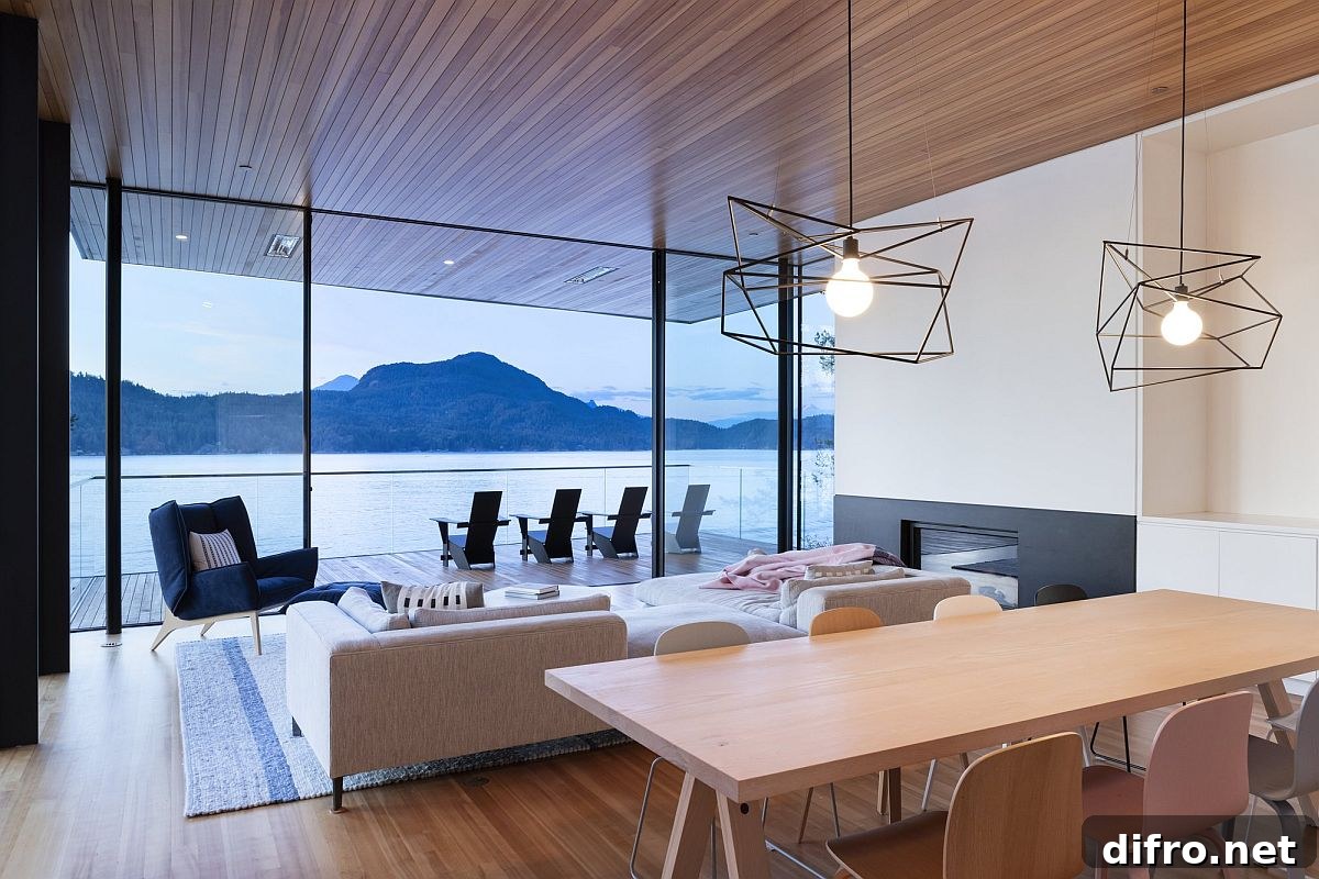 Minimal contemporary living area with open plan design