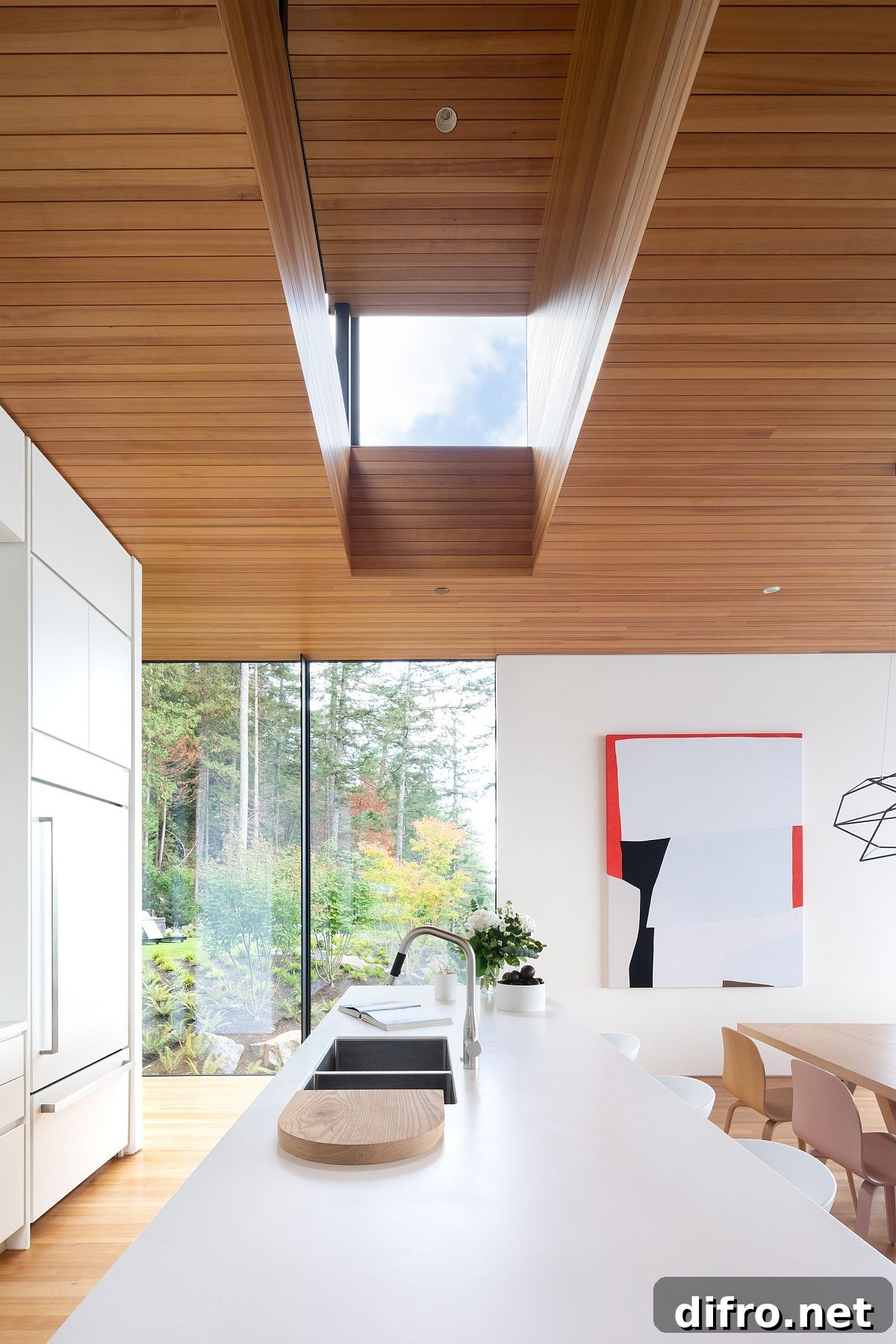 Kitchen with skylight bringing natural light