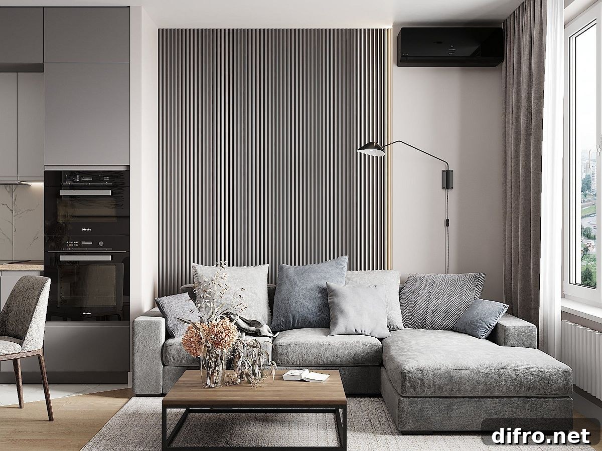 Different shades of gray in a modern living room