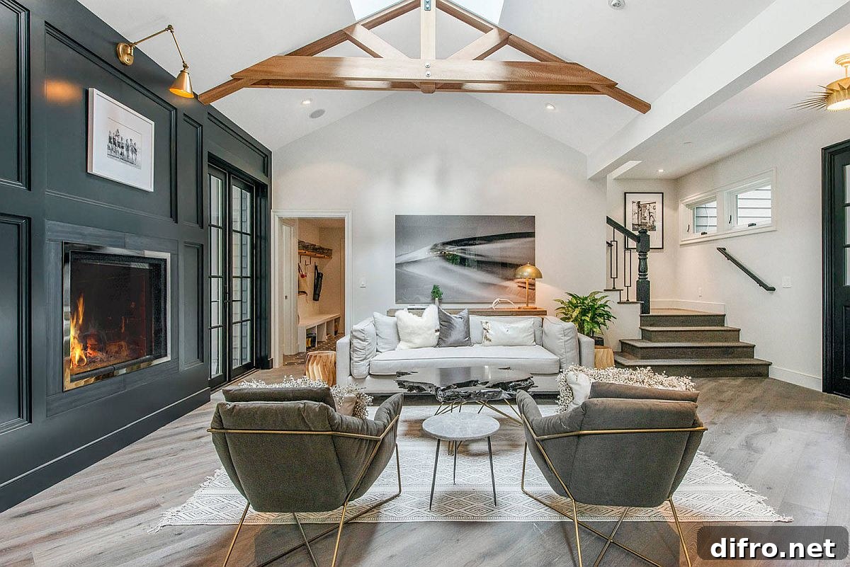 Large skylight with vaulted ceiling giving a spacious look