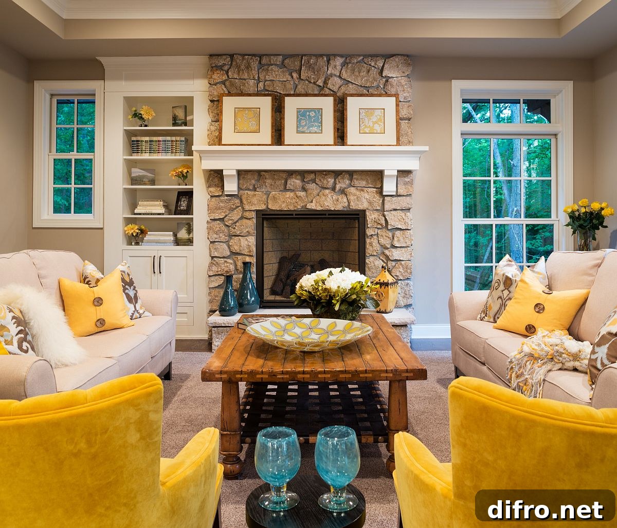 Smart yellow accents in neutral setting