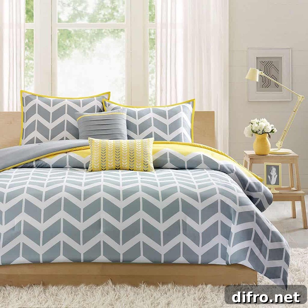 Gray and yellow interior scheme