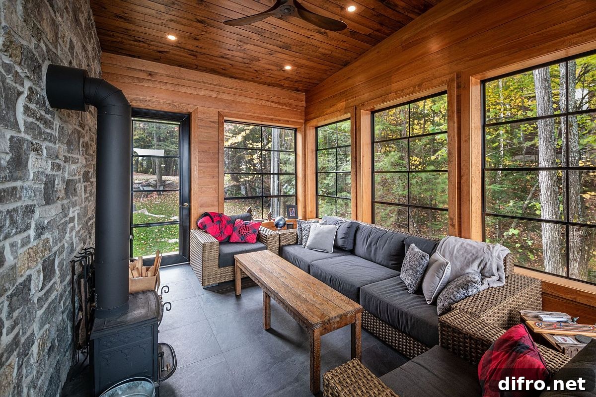 Cozy sunroom and family room