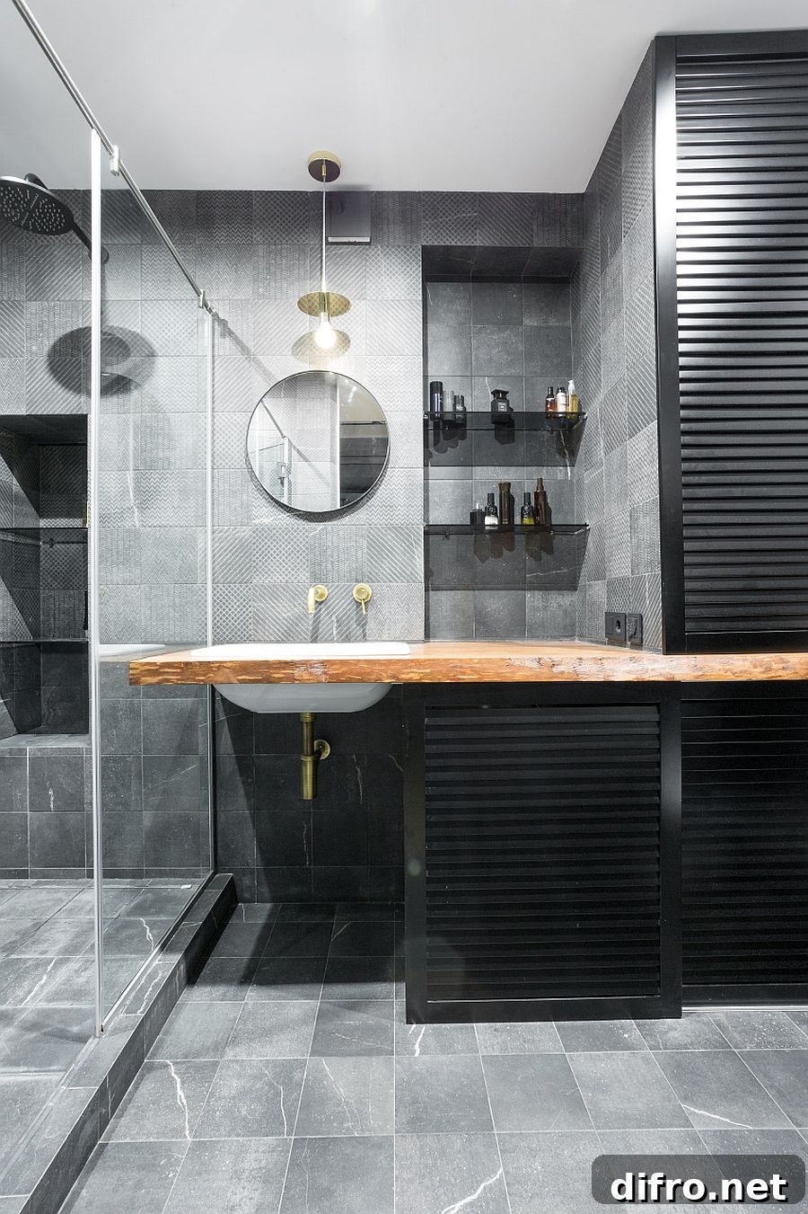 Black and gray contemporary bathroom idea