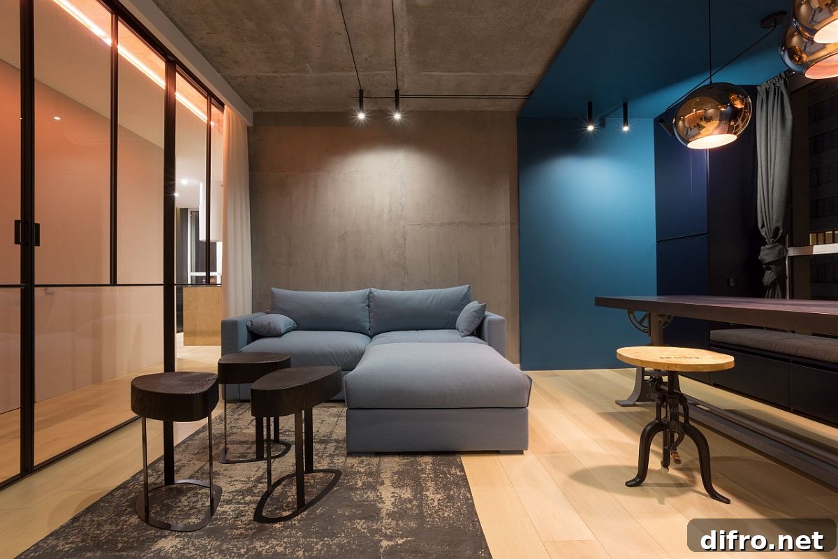 Combining industrial and modern minimal styles in the apartment dining room