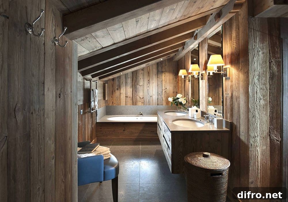 Master ensuite bathroom with wood cladding