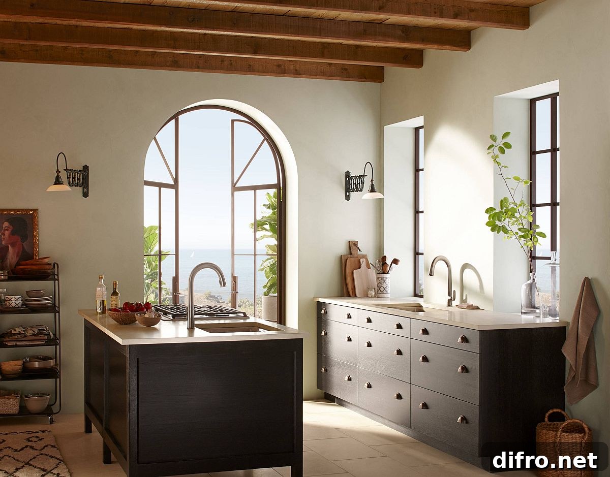 Modern beach-style kitchen in slate and wood