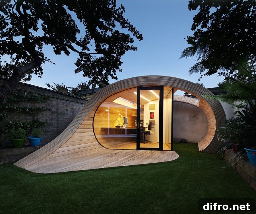 Exciting and innovative backyard home offices provide a tranquil workspace
