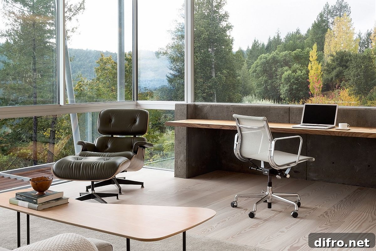 Floor-to-ceiling glass walls and large windows