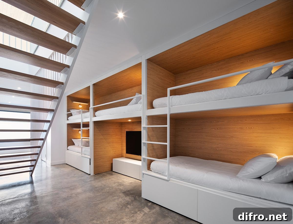 Custom bunk beds with storage and lighting