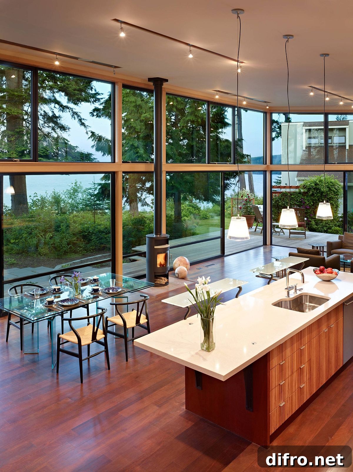 Glass walls bringing in natural light