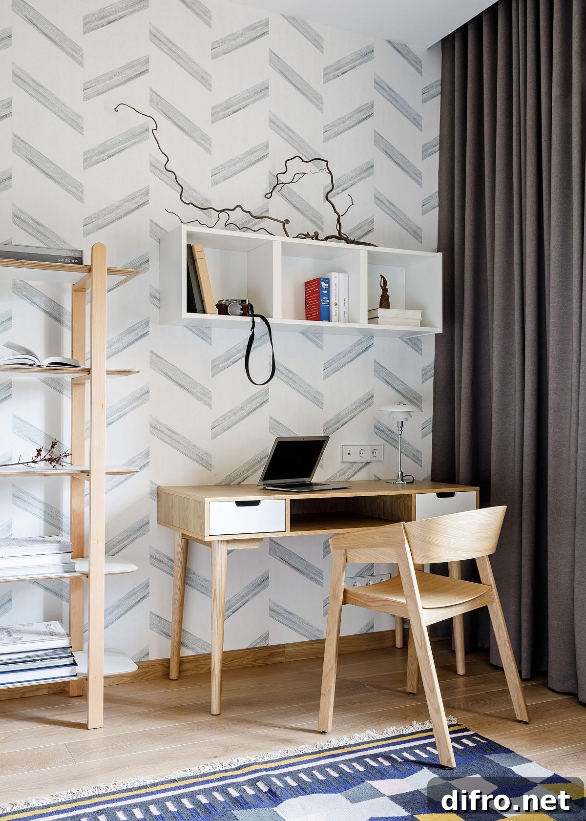 Scandinavian style home office in neutral hues