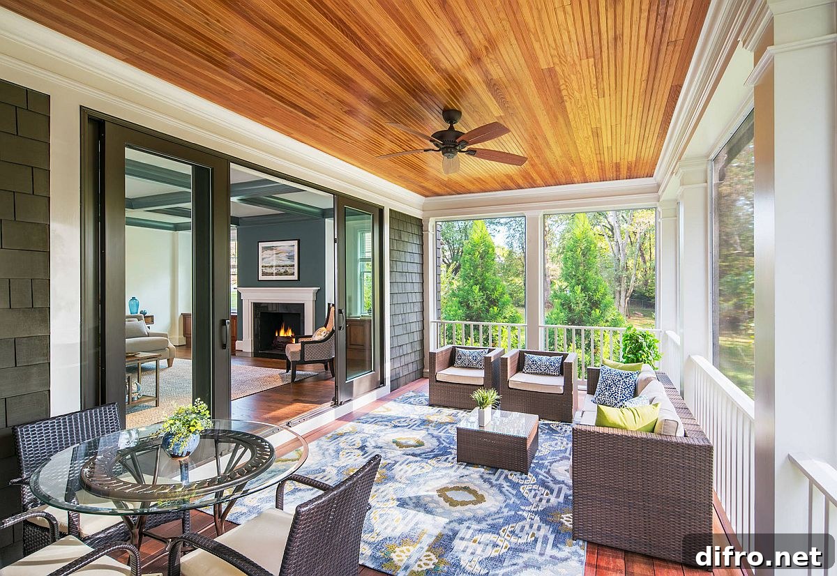 Spacious indoor porch