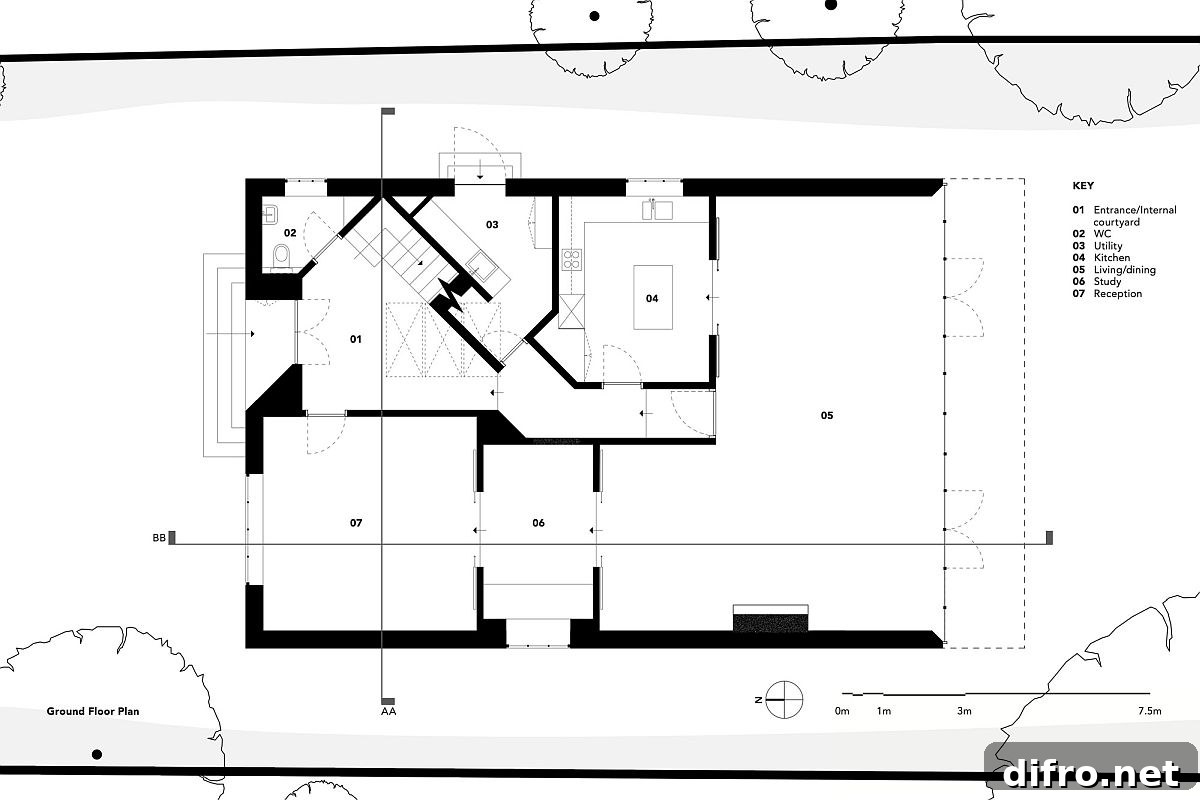 Ground floor plan of Ditton Hill House in UK