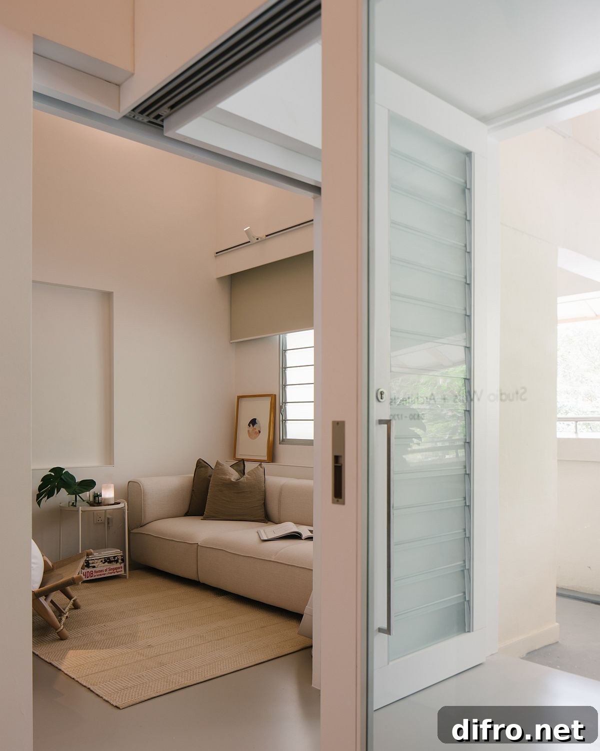 Entrance to the revamped HDB apartment in Singapore that now contains an office and home