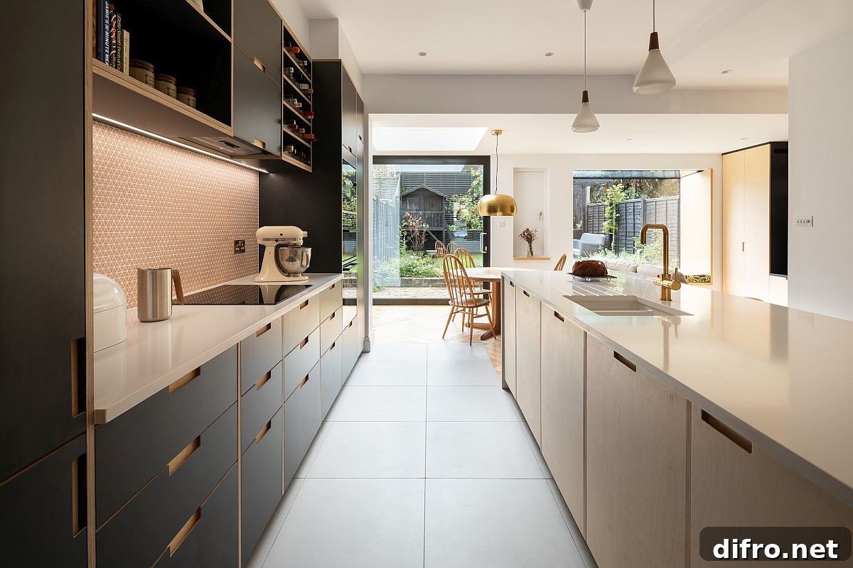Custom black and white kitchen backsplash