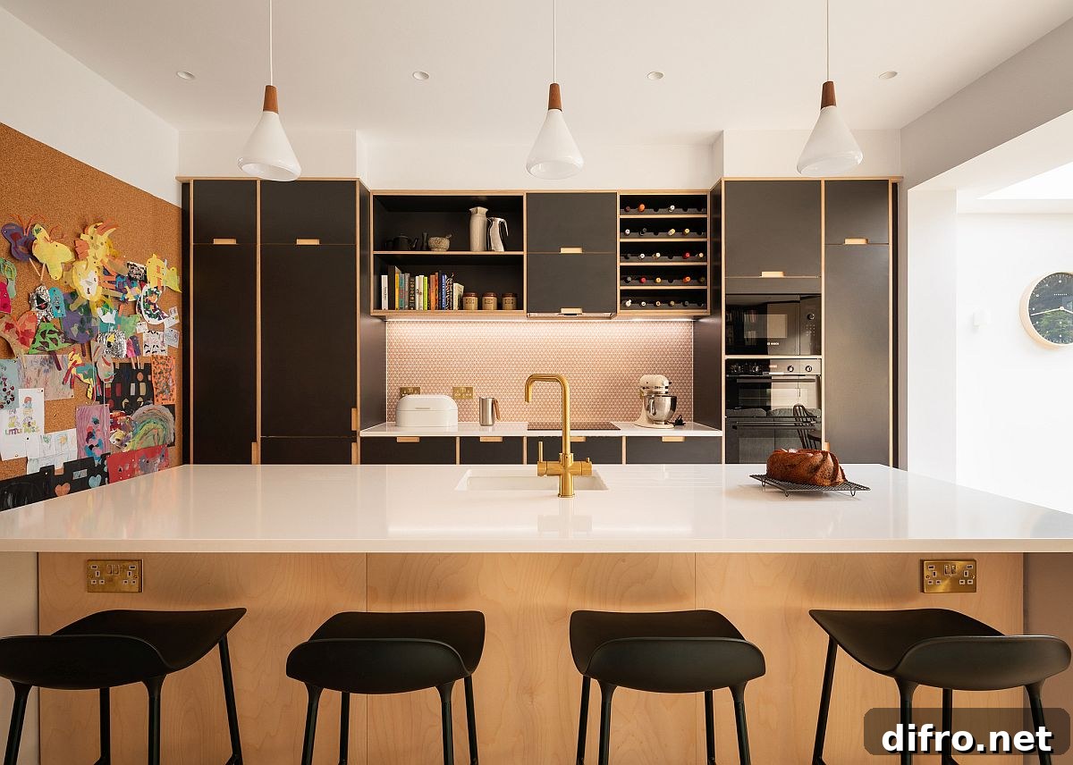 Golden accents throughout interior