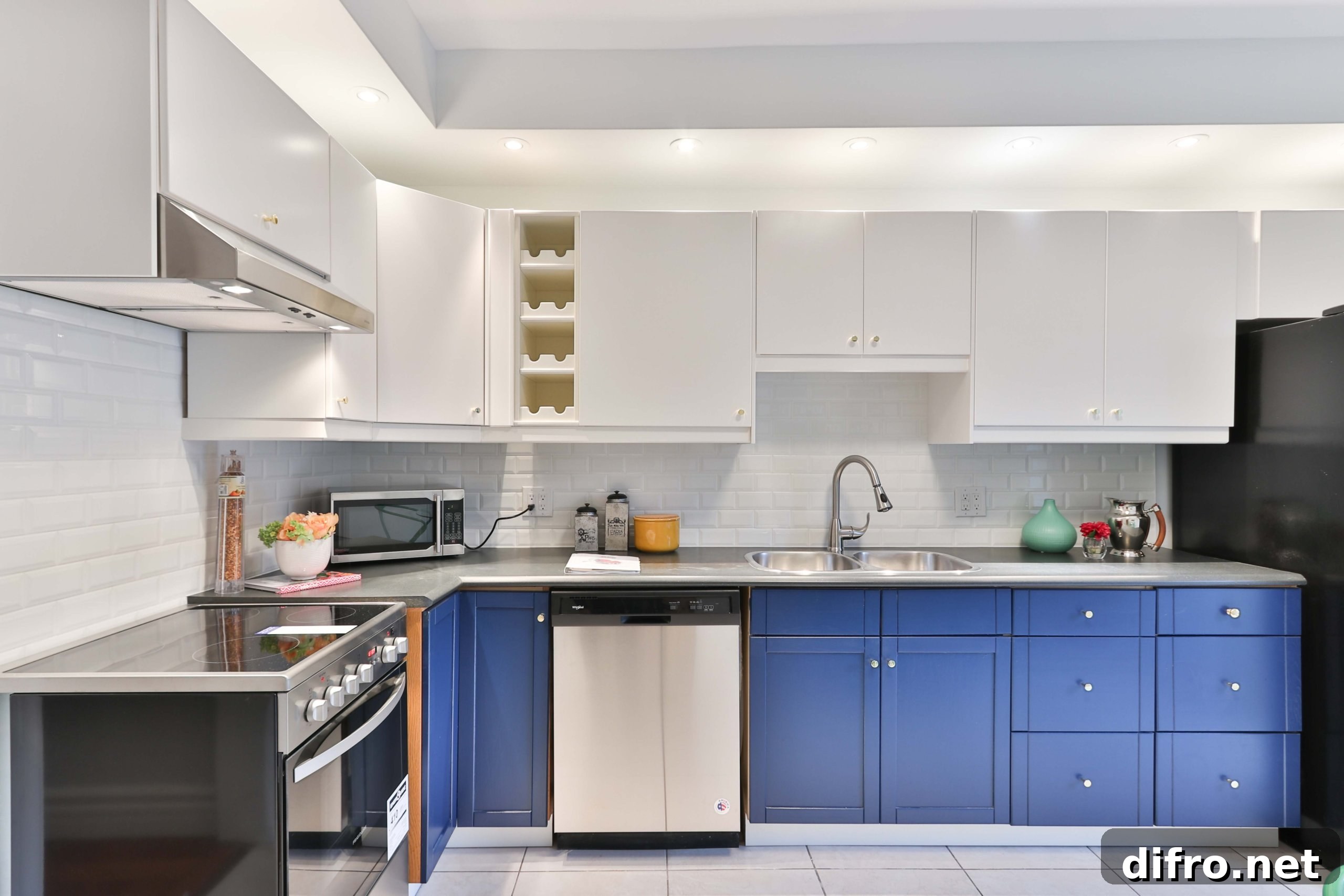 kitchen with a lot of storage cabinets