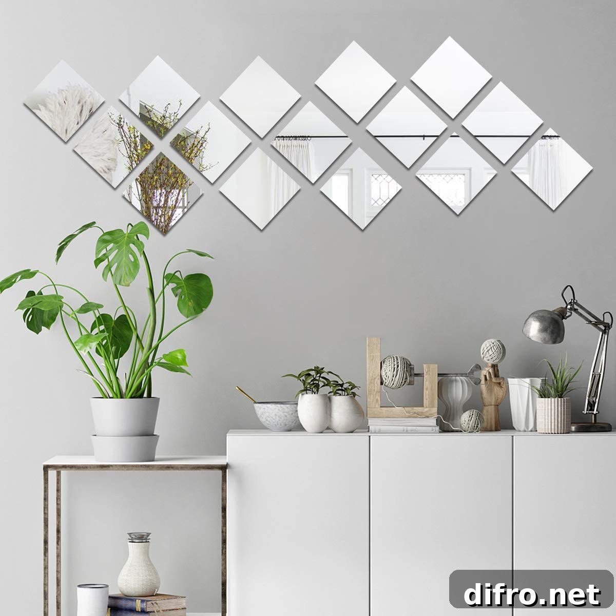 Green plant with white and gray things