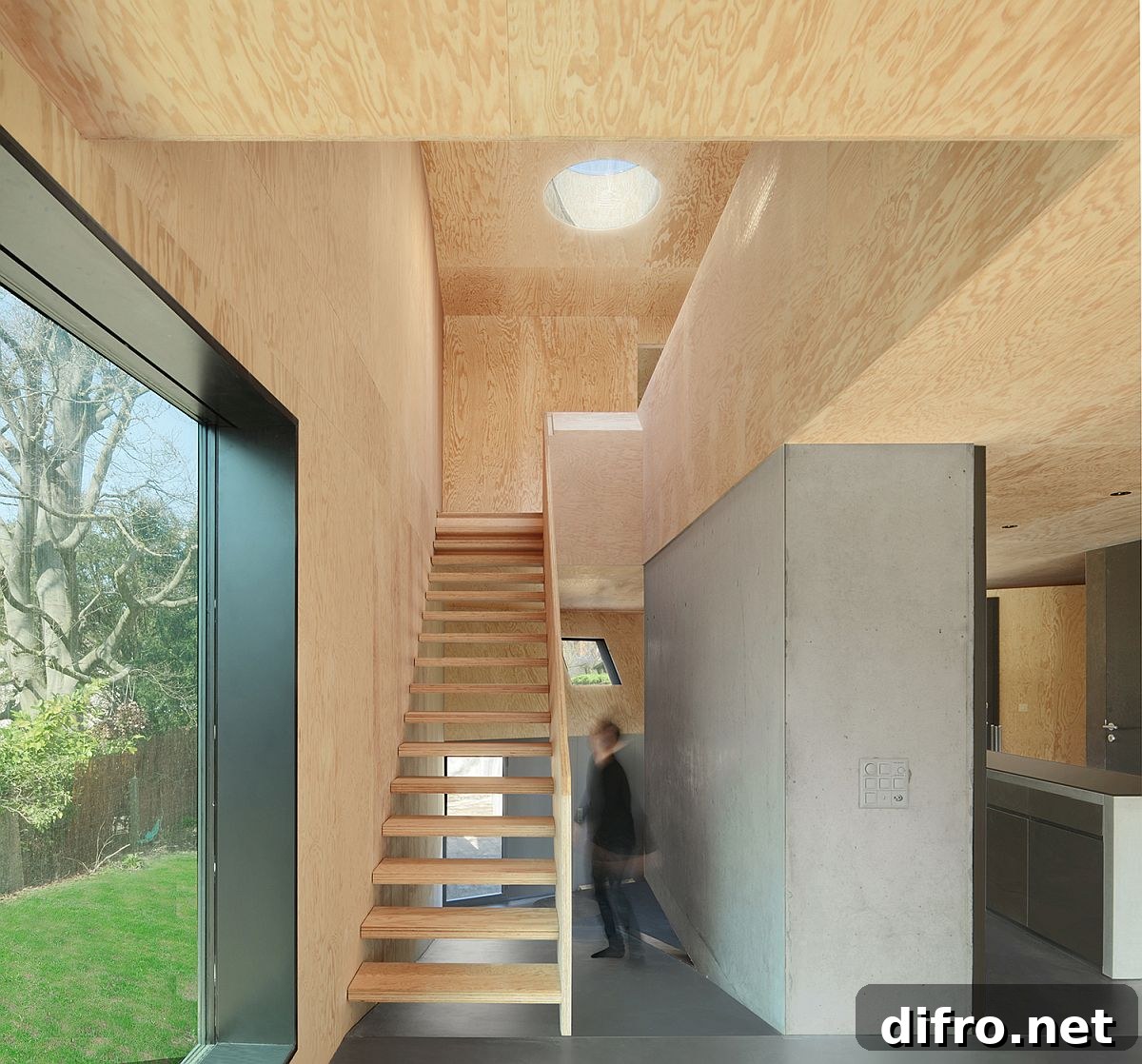 Wood and concrete interior