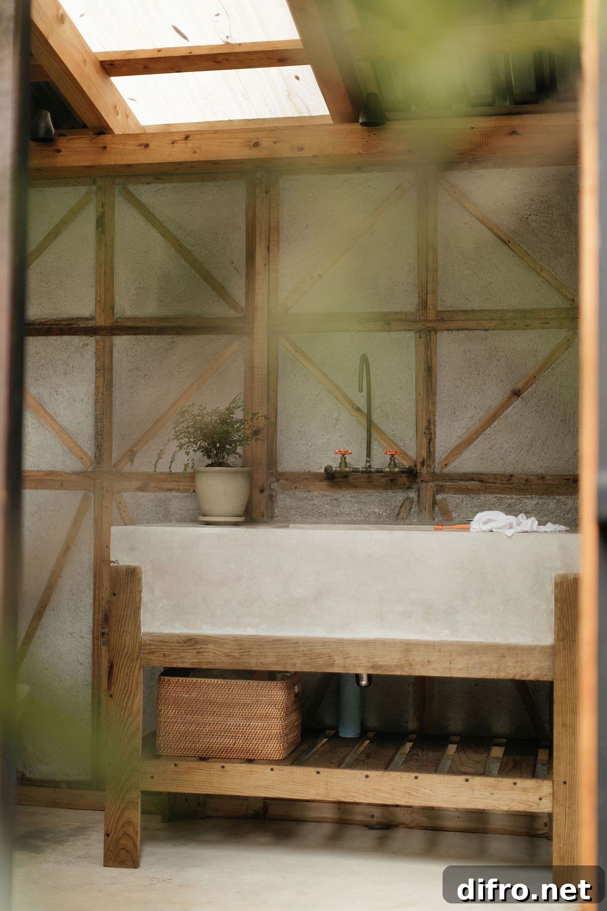 Custom wooden vanity in the bathroom