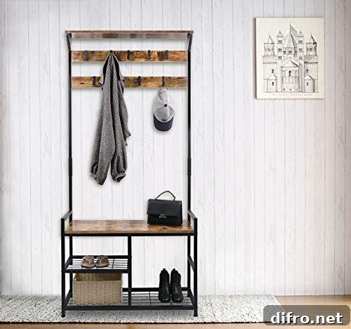 Coat hanger with storage for bags and shoes