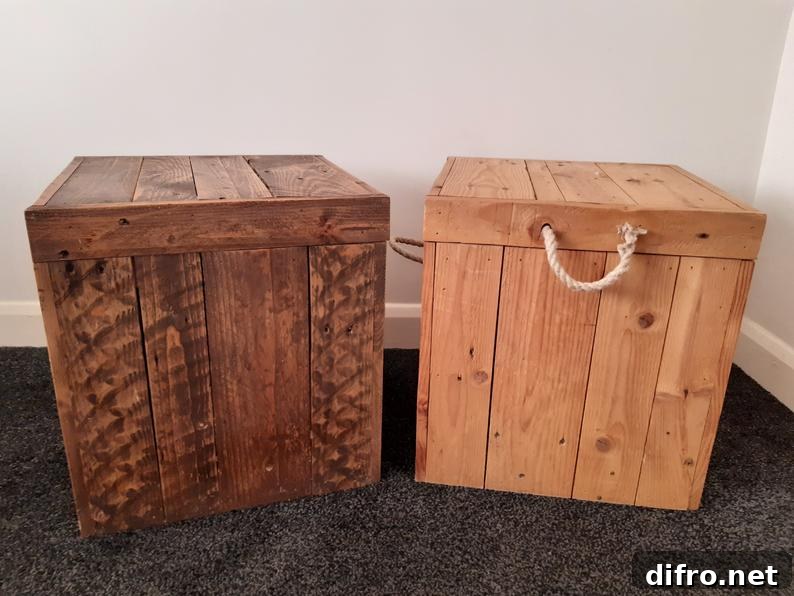 Two brown storage crate with lid