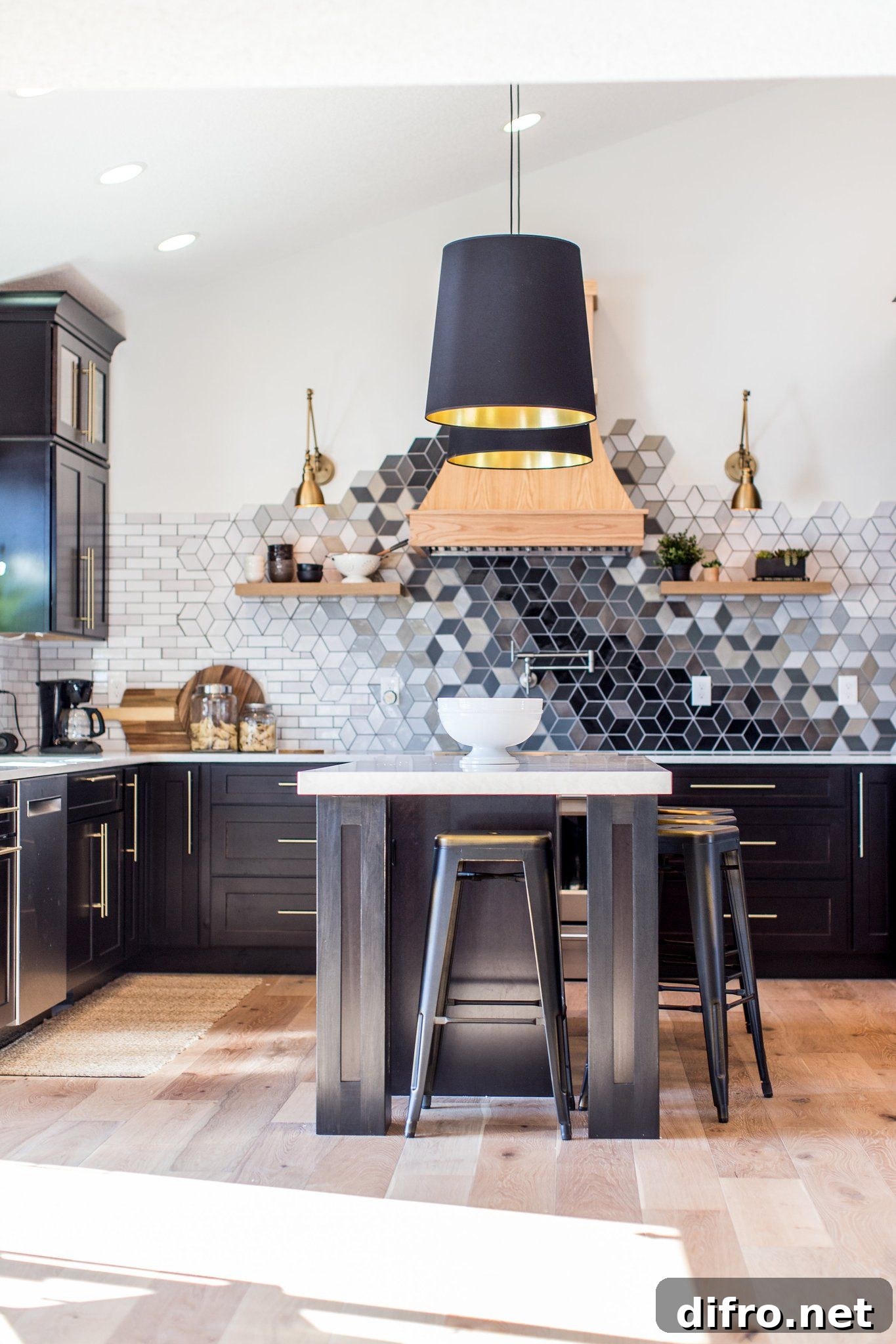Colorful mosaic tiles kitchen backsplash