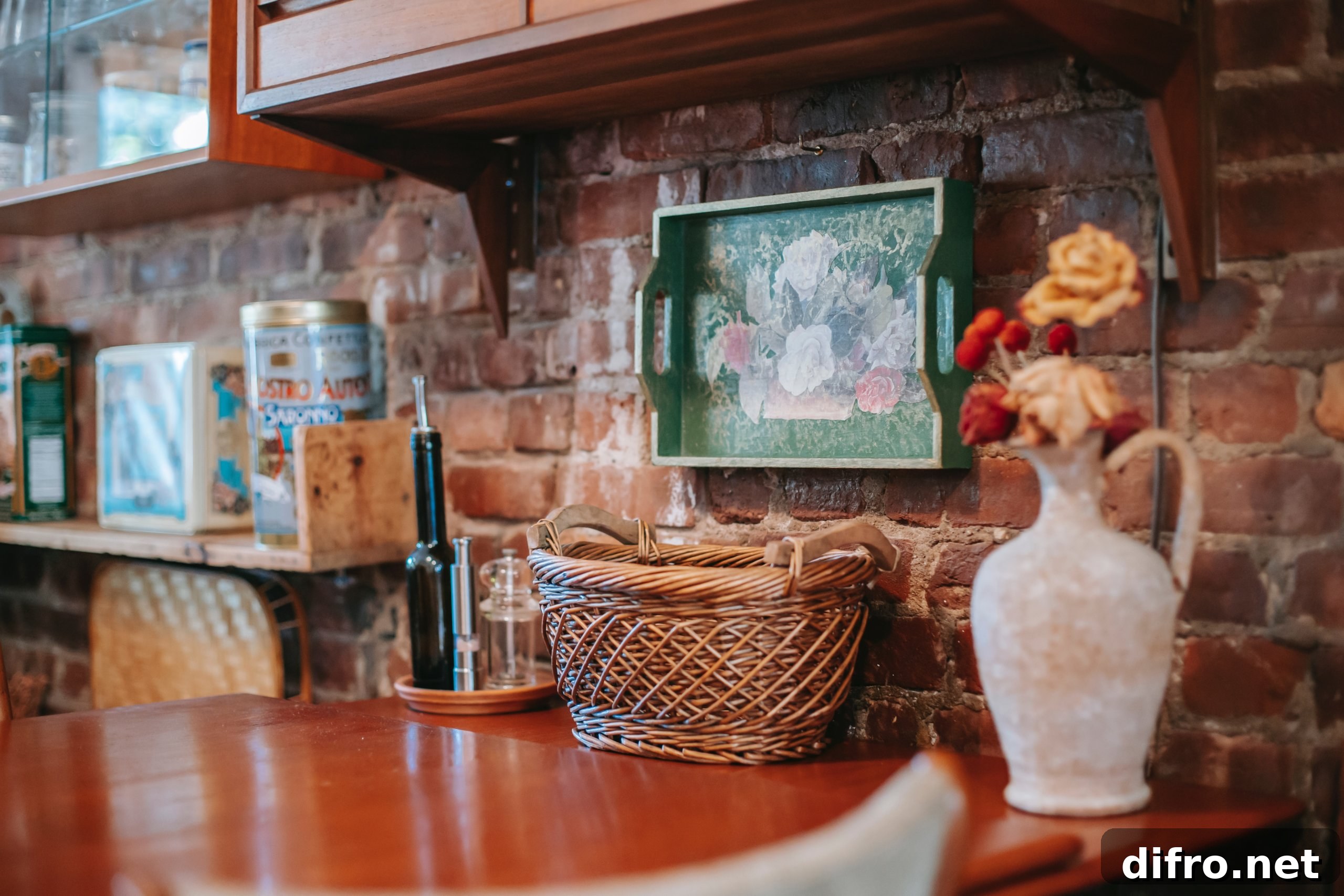 Brick wall kitchen backsplash