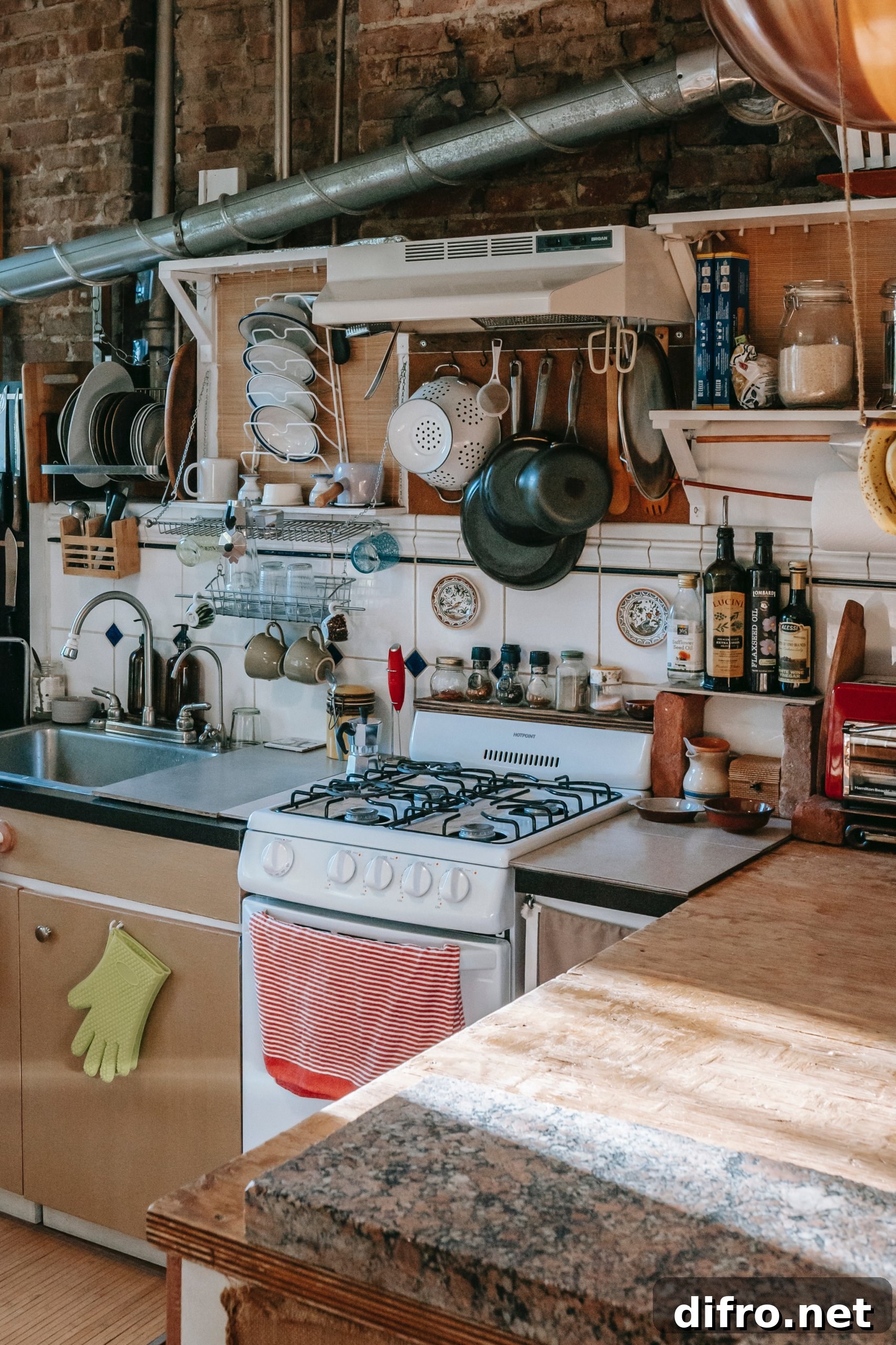 Brick wall backsplash