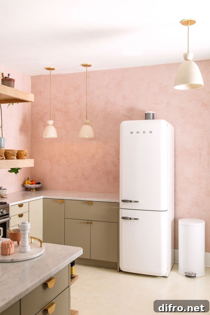 Pink decorative wall kitchen backsplash
