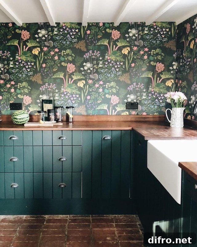 Floral decorative wall kitchen backsplash